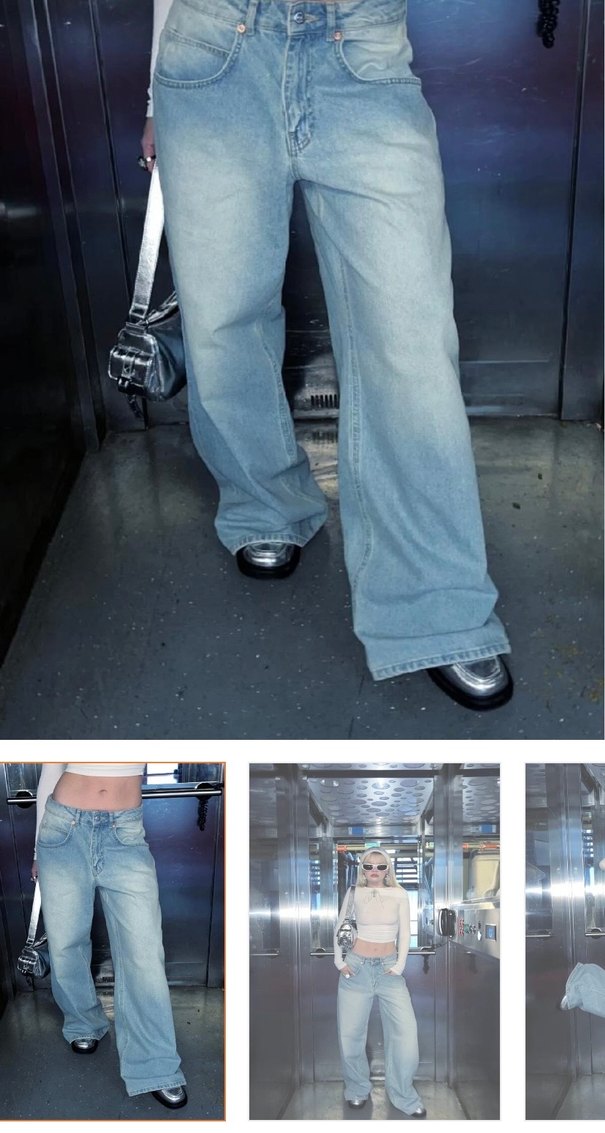 bases bol kesim baggy jean - Görsel 2