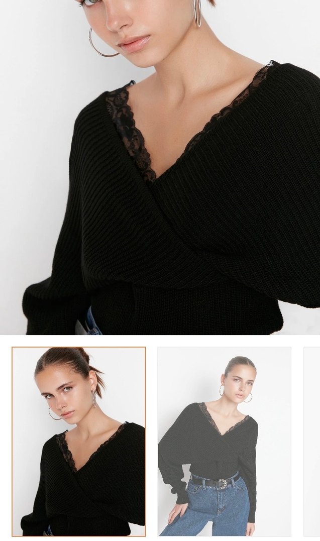 Siyah Dantel Milla Kazak - Görsel 2