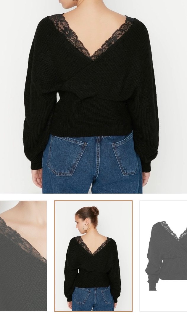 Siyah Dantel Milla Kazak - Görsel 3