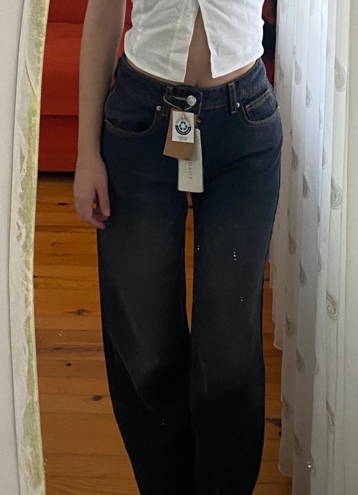 milla siyah yüksek bel wide leg jeans - Görsel 2