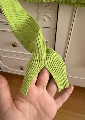 Pull and Bear Yeşil Fitilli Triko Kadın crop