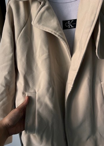 40 Beden Bej Kadın Midi Street Wear Kaban