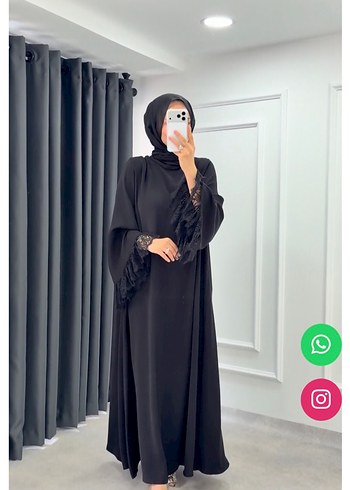 Abiye Sifon Dantel Detayli Siyah Tesettur Elbise