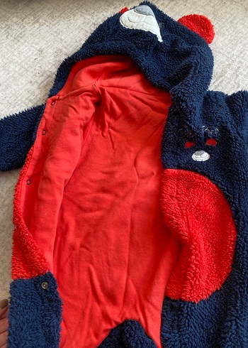 Kürklü Nakışlı Lacivert Bebek Tulumu - Görsel 2