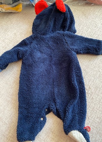 Kürklü Nakışlı Lacivert Bebek Tulumu - Görsel 3