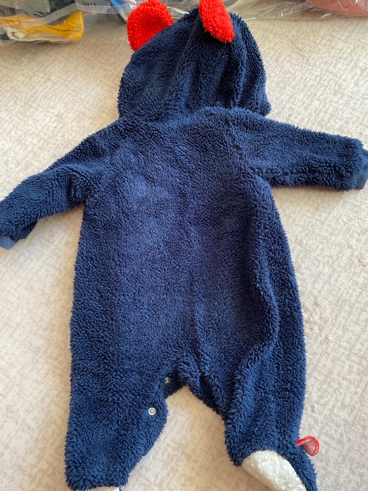 Kürklü Nakışlı Lacivert Bebek Tulumu - Görsel 3