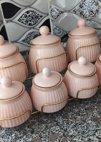  Beden Renk Pastel Pembe porselen Baharatlık Seti