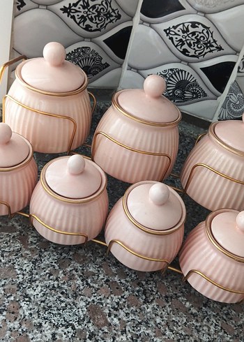 Diğer Pastel Pembe porselen Baharatlık Seti