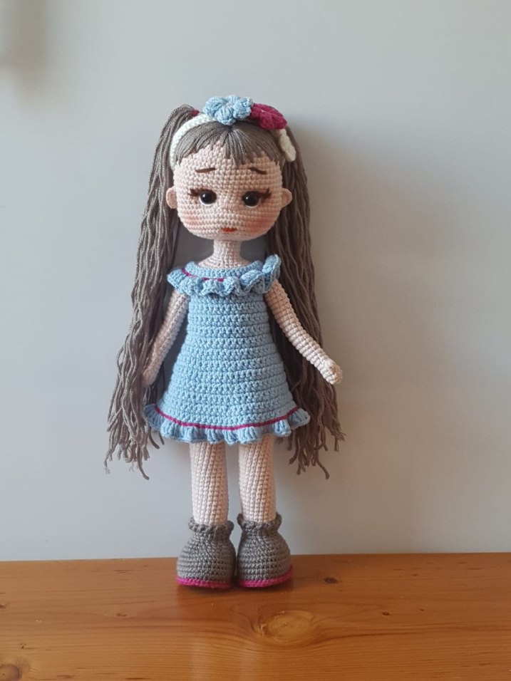 Amigurumi El Örgüsü Pastel Gri Bebek - Görsel 3