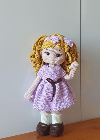 Amigurumi Pastel Mor El Örgüsü Bebek - Görsel 5