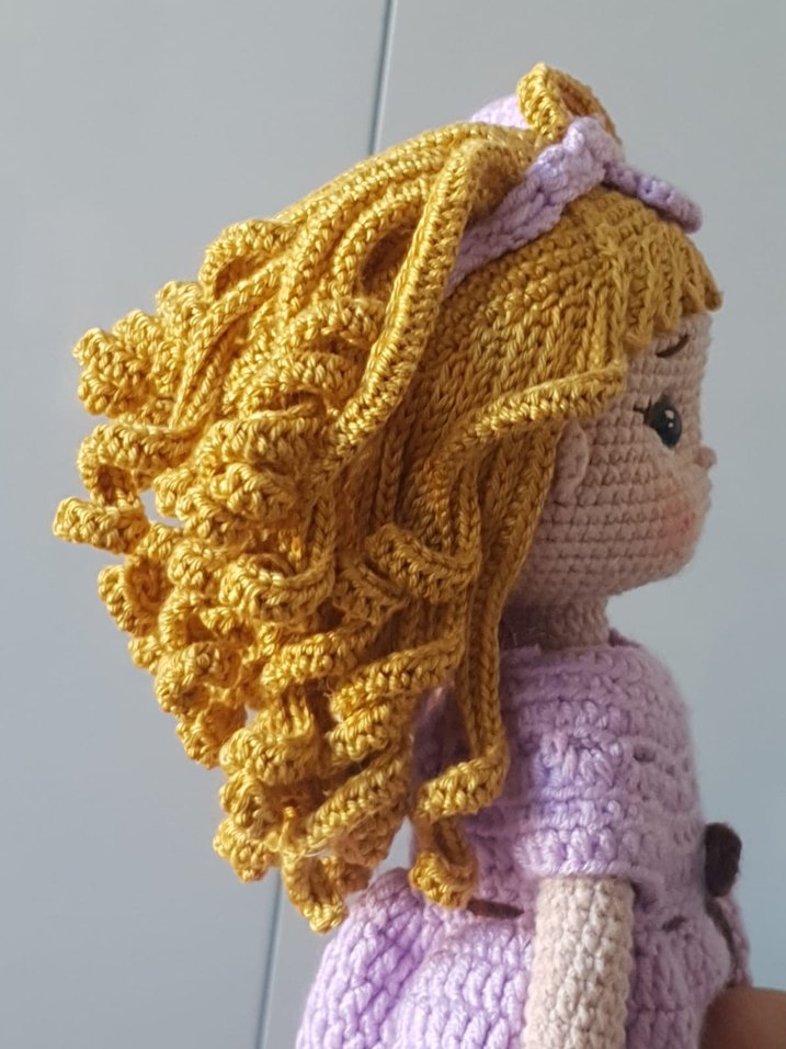 Amigurumi Pastel Mor El Örgüsü Bebek - Görsel 3