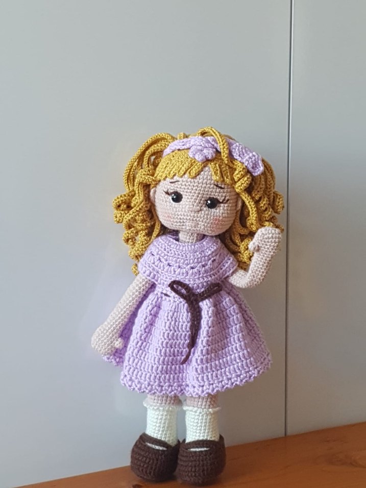 Amigurumi Pastel Mor El Örgüsü Bebek - Görsel 4