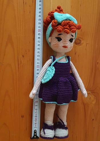 Beden Renk Amigurumi Mor El Örgüsü Bebek