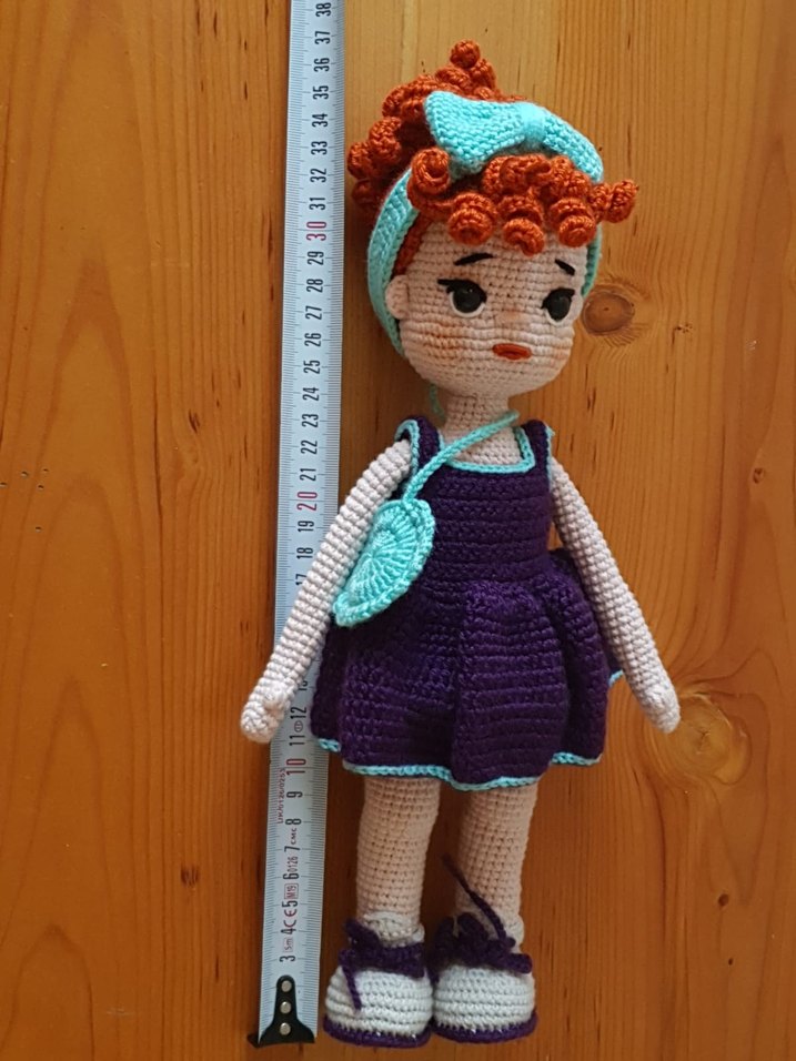 Amigurumi Mor El Örgüsü Bebek - Görsel 3