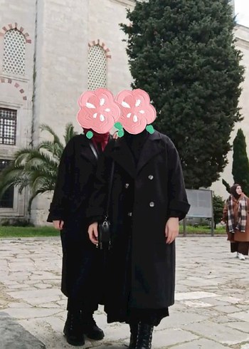 Siyah Midi Oversize Kadın Goth Kaban