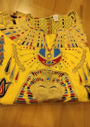 Nakışlı Sarı Bohem Uzun Kadın elbise - Görsel 2