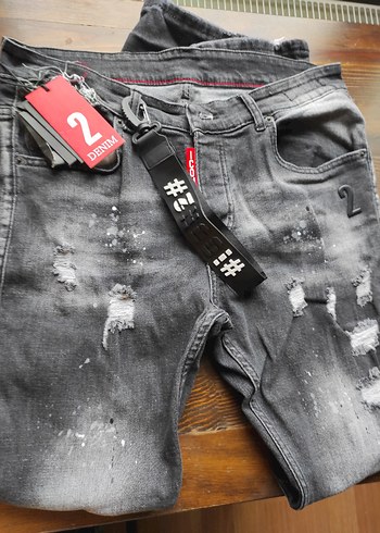 Gri Baskılı Erkek Kot Pantolon - Görsel 2