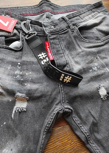 Gri Baskılı Erkek Kot Pantolon - Görsel 3