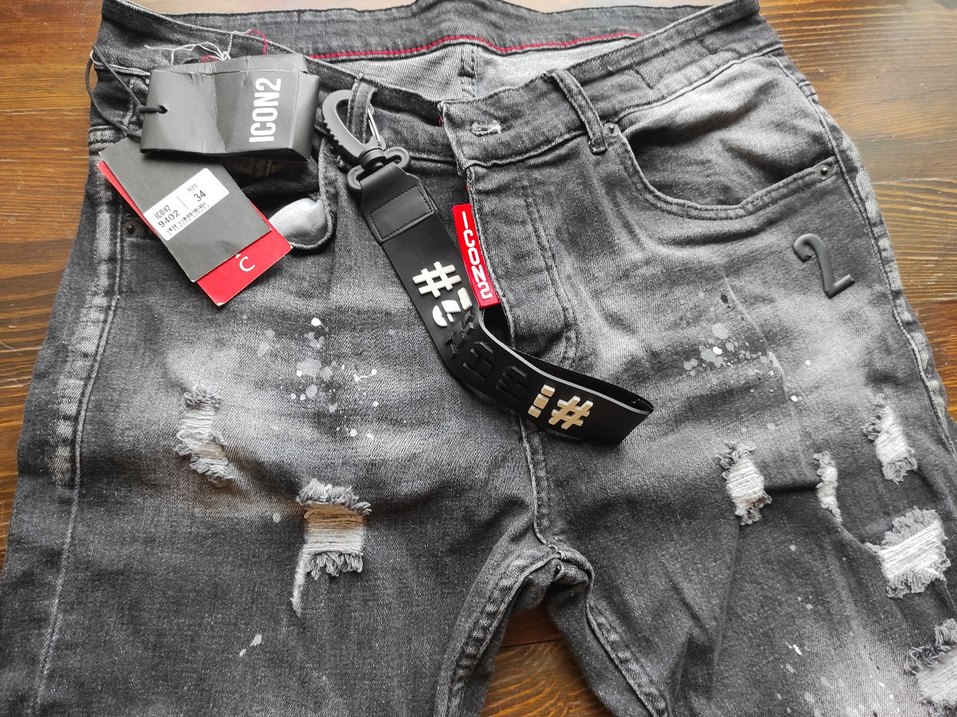 Gri Baskılı Erkek Kot Pantolon - Görsel 5