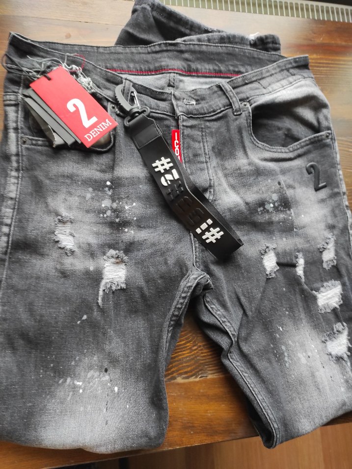 Gri Baskılı Erkek Kot Pantolon - Görsel 2