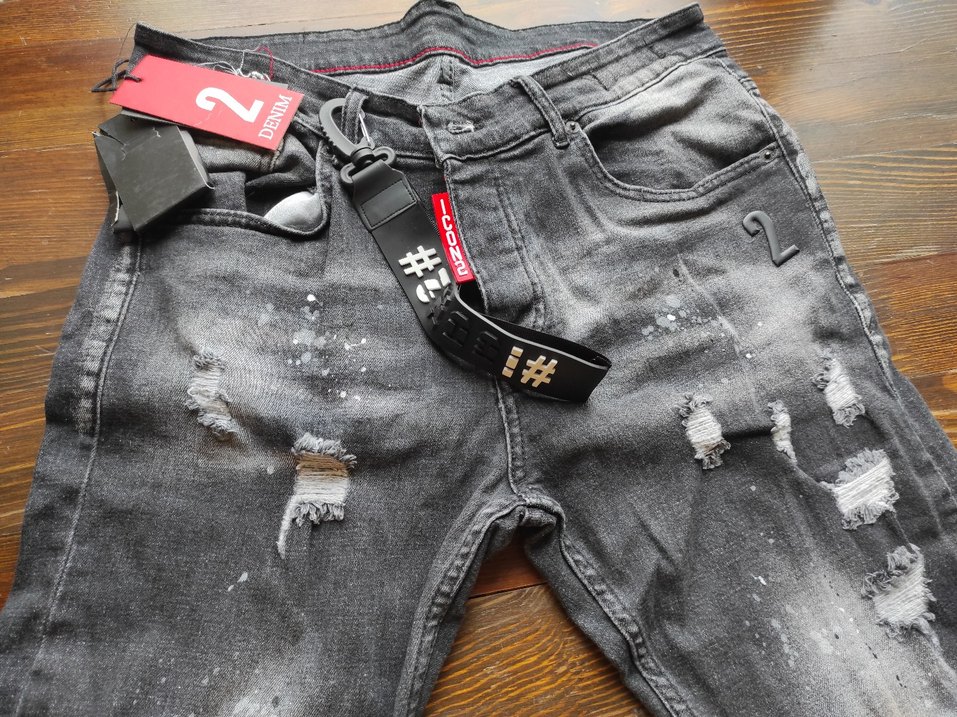 Gri Baskılı Erkek Kot Pantolon - Görsel 3