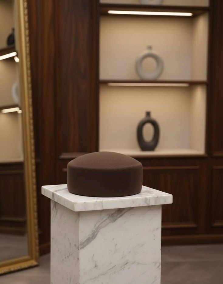 Kahverengi  Phillbox şapka - Görsel 3