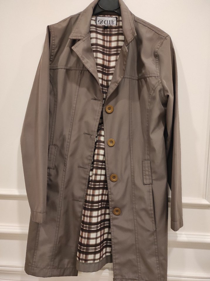 Düğmeli Bej Midi Kadın Trençkot - Görsel 3