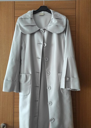 Bej Düğmeli Uzun , Kadın Trençkot - Görsel 3