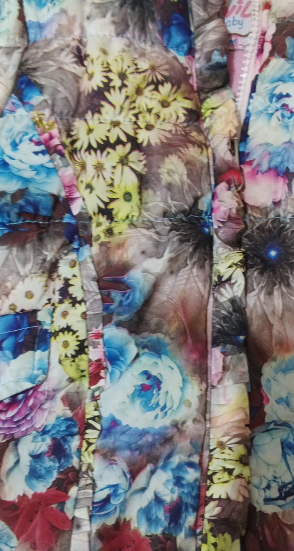 Çiçek Desenli Kapüşonlu Kız Mont - Görsel 2