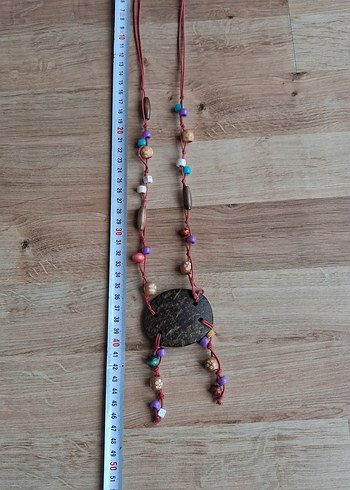 Uzun Çok Renkli Boncuklu Bohem Kolye - Görsel 3