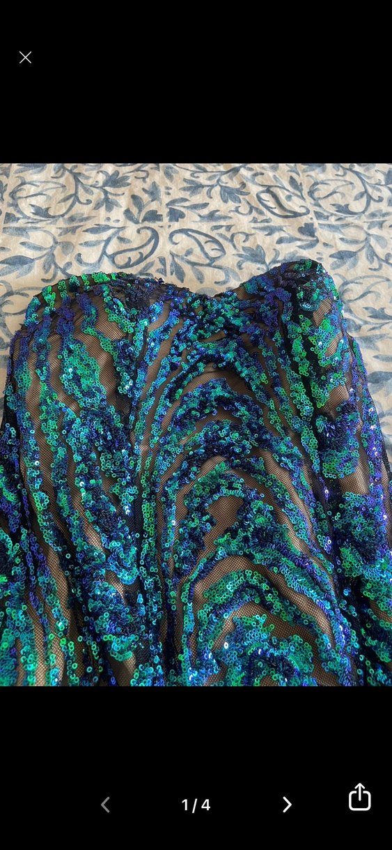 Kadın Çok Renkli Drapeli Uzun Abiye Elbise - Görsel 4