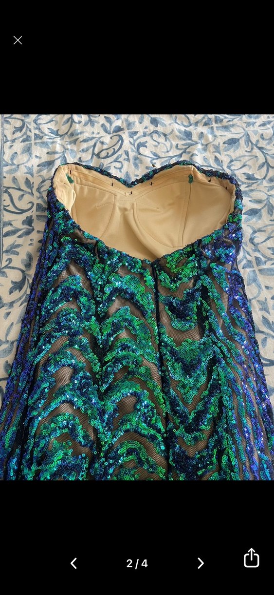 Kadın Çok Renkli Drapeli Uzun Abiye Elbise - Görsel 3