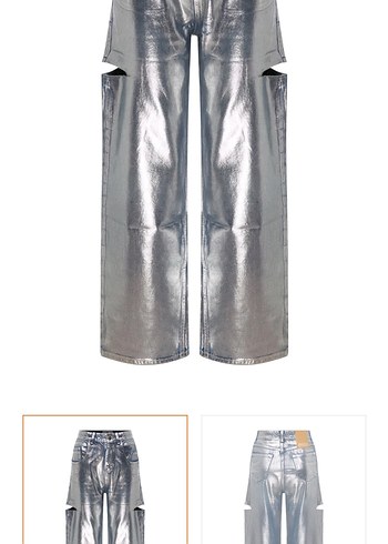 Parlak Gri Metalik Kadın Sagaza Jean - Görsel 3