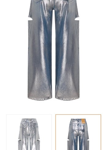 Parlak Gri Metalik Kadın Sagaza Jean - Görsel 2