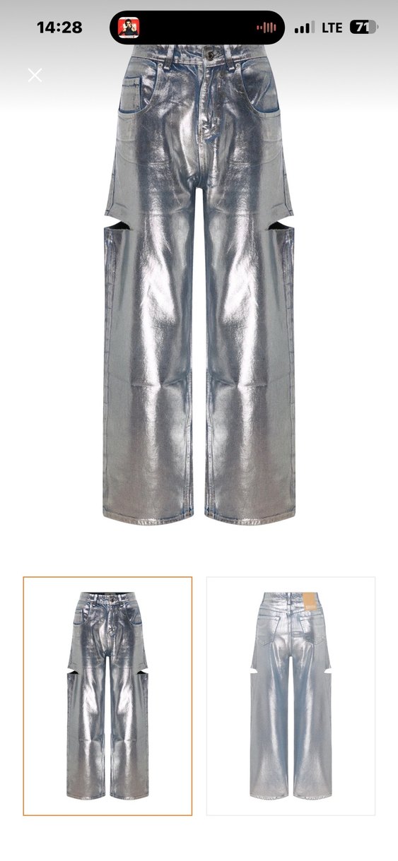 Parlak Gri Metalik Kadın Sagaza Jean - Görsel 3