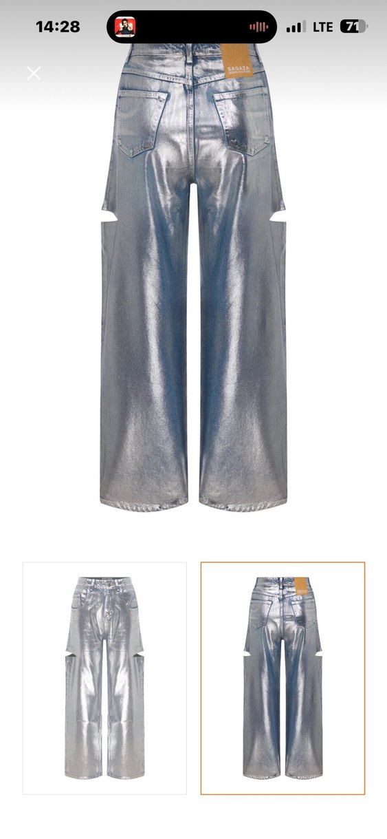 Parlak Gri Metalik Kadın Sagaza Jean - Görsel 2