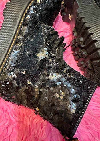 Siyah Parlak payetli Platform Topuklu Goth Botlar - Görsel 2