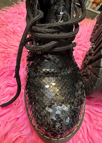 Siyah Parlak payetli Platform Topuklu Goth Botlar - Görsel 3