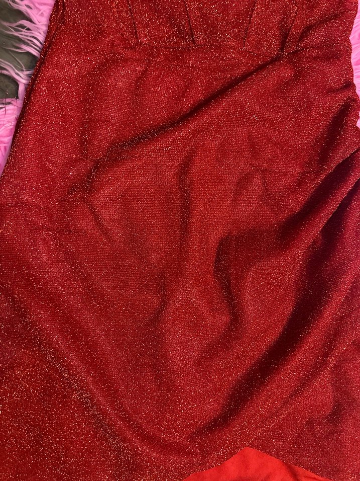 Kırmızı Mini Straplez Kadın Abiye Elbise - Görsel 2