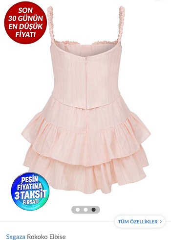 Sagaza Pembe Mini Ruffle Detaylı Straplez Elbise - Görsel 3