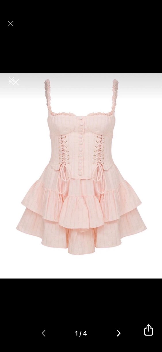 Sagaza Pembe Mini Ruffle Detaylı Straplez Elbise - Görsel 2