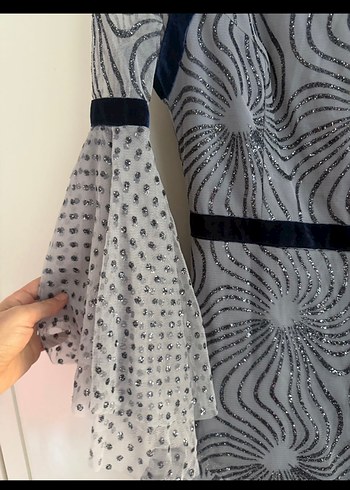 Raissa Vanessa Fırfırlı Gri Mini Bohem Parti Elbisesi - Görsel 2