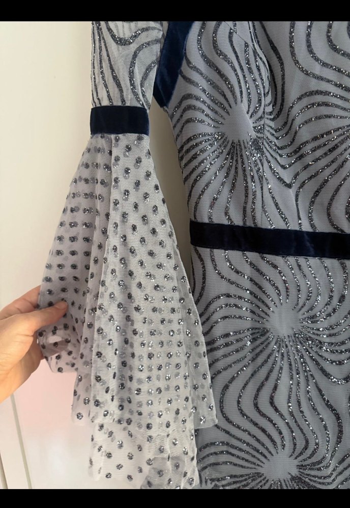 Raissa Vanessa Fırfırlı Gri Mini Bohem Parti Elbisesi - Görsel 2