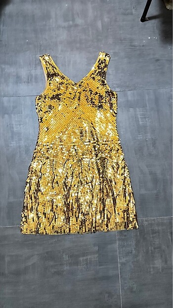 Raisa & Vanessa Yurtdışı full pul payet altın elbise