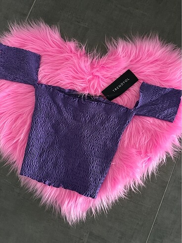 Trendyol mor büzgülü mor bluz etiketli
