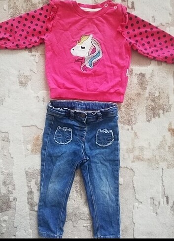 Kız bebek kot pantolon sweatshirt takım 