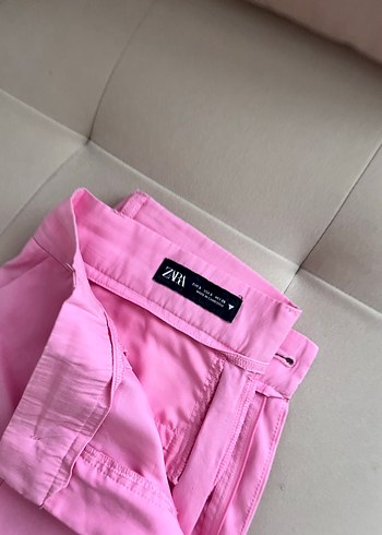 Zara Düğmeli Pembe Midi Kadın Kumaş Pantolon