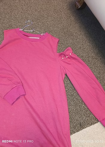 Pembe Düğmeli Kız Sweatshirt