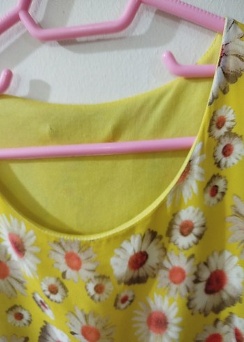 Sarı Çiçek Desenli Kolsuz Elbise - Görsel 8