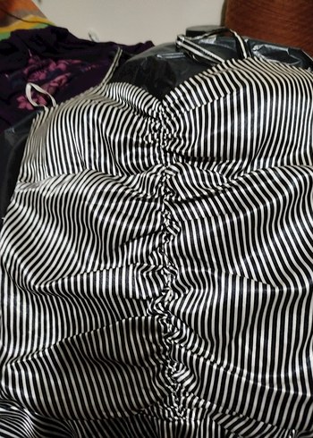 Zebra Desenli Pilili Midi elbise askılı - Görsel 4